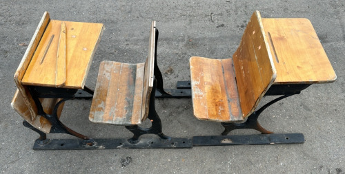 (2) Old School Wooden Desks