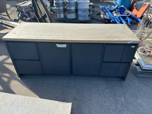 Metal Filing Cabinet W/ Wood Top