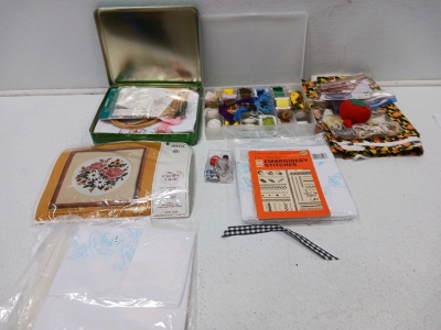 (2) Embroidery Storage Boxes with Supplies (1) Creative Circle with Assorted Designs (1) Embroidery Stitch Book & More