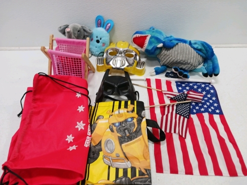 (1) T-Rex Bag/Backpack (3) Assorted Bags (2) Masks & More!