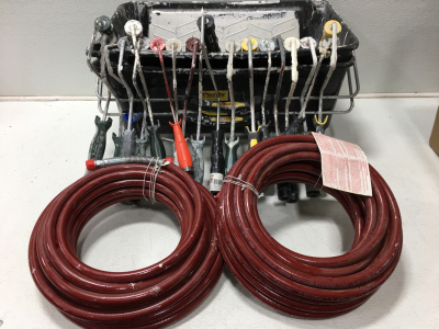 (2) (New) Pneumatic painter Hoses (2) Paint Tubs (17) Assorted Paint Rollers (2) Longarm Roller Extensions