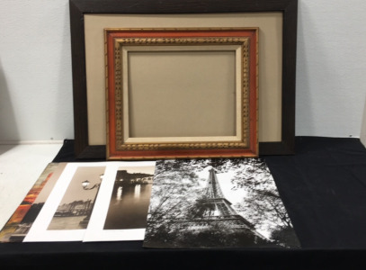 (2) Large Frames W/O Glass & (6) Unfraimed Large Modern Prints