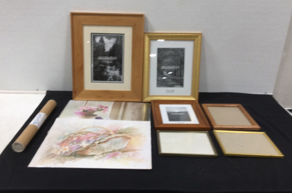 (6) Empty Picture Frames W/Glass & More