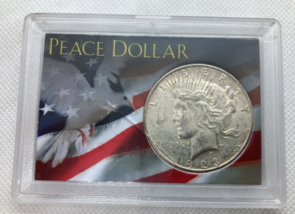 1923 Peace Dollar Coin In Protective Case