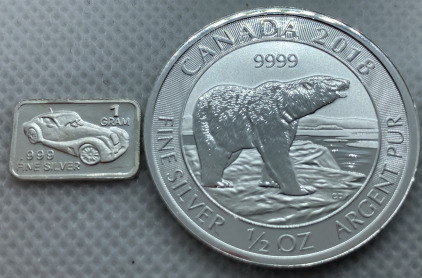 1/2 Oz And 1 Gram .999 Fine Silver Coin And Bar&mdash; Verified Authentic