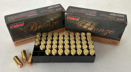 (100) Rounds of PMC Bronze 40 Smith & Wesson 165 Gr.