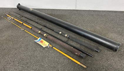 Eagle Claw "Black Eagle" and "Water Eagle" Spinning Rods. 8' and 8-1/2' Plus Case.
