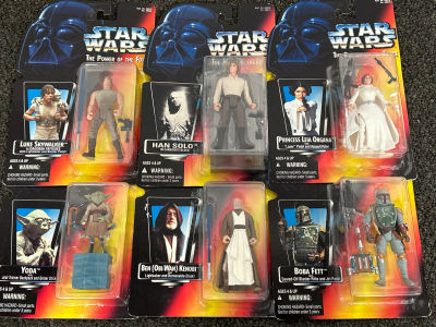 (6) Star Wars &ldquo;The Power of the Force&rdquo; Characters in Original Packaging