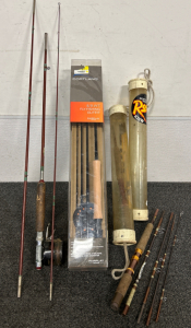 (2) Fly Fishing Rods. (1) New in Package FairPlay Series. (1) Berkeley Buccaneer Fishing Rod. Total Of 4 Fishing Rods.