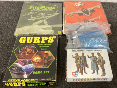 (1) Vintage &ldquo;Gurps&rdquo; Steve Jackson Game, (1) Vintage Historical Simulation Game &ldquo;Air War Modern Tactical Air Combat&rdquo;, (1) Star Force Alpha Centuri Interstellar Conflict In The 25th Century, And More
