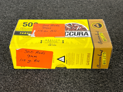 (300) Rnds Of 9mm 115 Gr. RN