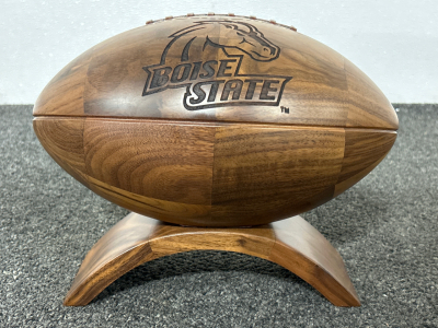 Collectible BSU Wood Football And Stand