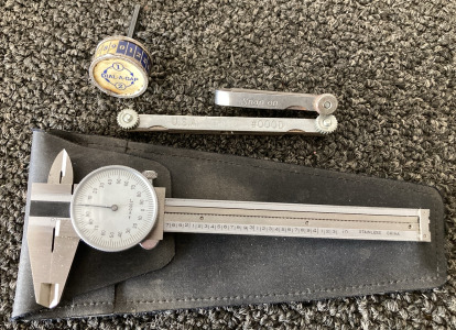 Vintage Dial-A-Gap, Proto Feeler Gauge Thickness Tool, Snap On Thickness Tool And Calipers In Case
