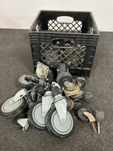 Milk Crate with Numerous Caster Wheels-Some Full Sets