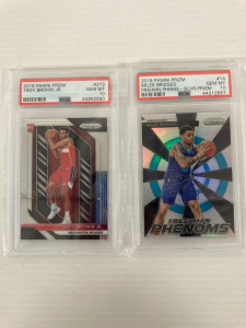 Troy Brown Jr 2018 Panini Prizm #213 PSA Gem Mint 10, Miles Bridges Freshman Phenoms Silver Prizm #14 PSA Gem Mint 10