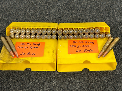 40 Rounds of 30-40 Krag 150 Grain Speer Ammo