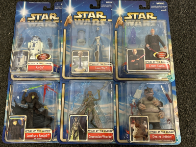 (6) Star Wars &ldquo;Attack of the Clones&rdquo; Characters in Original Packaging