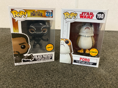 Funko pops, Black Panther 273 Chase, Porg Star Wars 198 Chase