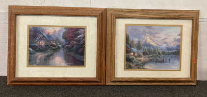 (2) Thomas Kinkade Special Edition Framed (8&rdquo;X10&rdquo;) PRINTS In (17&rdquo;X14&rdquo;) Wood Frames