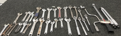 Assorted Crescent Wrenches, Ratchets, and More