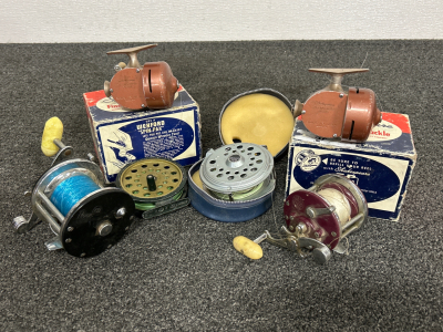 (6) Fishing Reels: Shakespeare, Penn 65, Penn Monofil No. 27