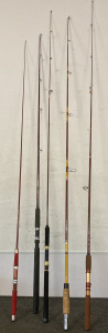 5 Assorted Fishing Rods without Reels, 1 without Leads