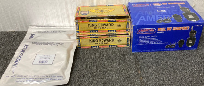 (2) Flexible LED Strip (2) King Edward Tobacco Box With Misc Items (1) Drill Bit Sharpner Orginal Packaging
