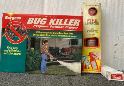 (1) Bug Killer Propane Outdoor Fogger (1) Fire Extinguisher (1)Snap-Lock Punch
