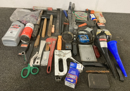 (2) Rubber Mallets (2) Multi-Purpose Funnels (1)Power Service Products Diesel Kleen Plus Cetane Boost 32 oz (1)HeavyDuty Pipe Wrench &More