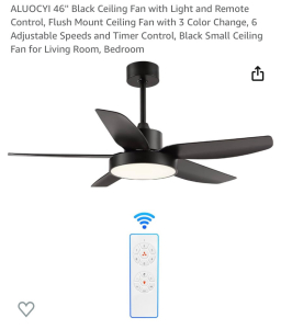 Aluocyi Black 46&rdquo; Ceiling Fan Light