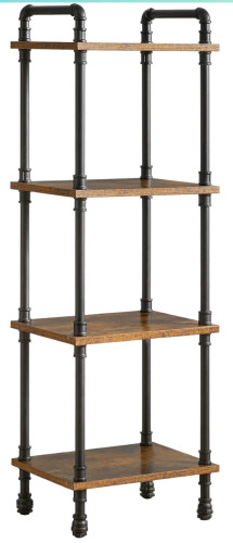 IBUYKE Industrial Pipe Ladder Shelf,4-Tier Vintage Rustic Brown
