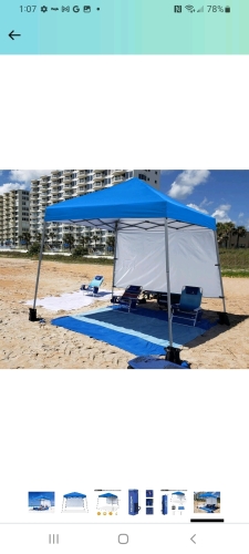 ABCCANOPY Stable Pop Up Beach Tent with Backpack Bag, 8 x 8 ft Base / 6 x 6 ft Sky Blue