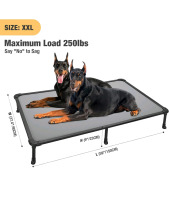 Veehoo Chew Proof Elevated Dog Bed - Cooling Rustless Aluminum Frame & Durable Textilene Mesh, Grey, XX-Large - 2