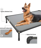 Veehoo Chew Proof Elevated Dog Bed - Cooling Rustless Aluminum Frame & Durable Textilene Mesh, Grey, XX-Large - 3