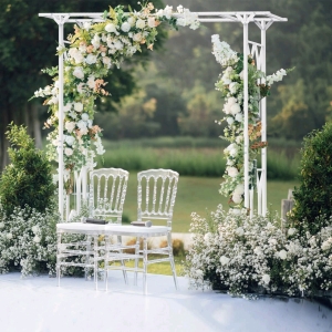 White Metal Wedding Arch Square Frame For Decorative Backgrounds