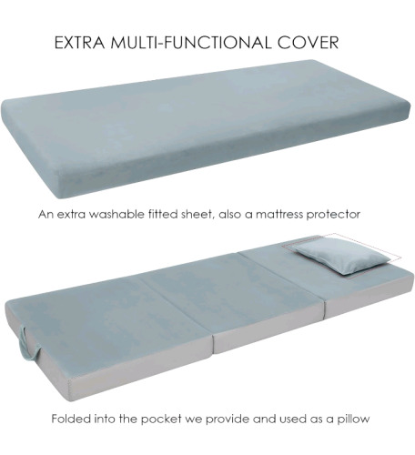 MeMoreCool Folding Mattress 4 Inch Memory Foam Trifold Mattress Topper,