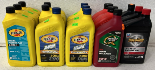 (5) 1 Quart Bottles Of Pennzoil Marine Premium Plus 2-Cycle Engine Oil, (4) Bottles Of Pennzoil Marine Premium Plus 2-Cycle Synthetic Blend Outboard Engine Oil And More