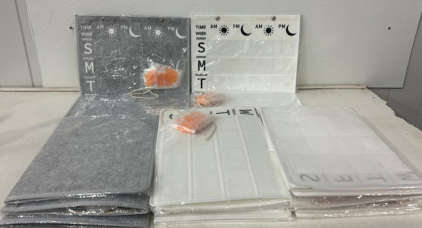 (9) White 2 Pills a Day Hanging Pill Organizers, (4) Grey 2 Pills A Day Hanging Pill Organizer