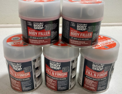 Evercoat Body Shop: (2) 6.4oz Pro-Grade Body Filler, (3) 13oz Fiberglass Adhesive Fill and Finish