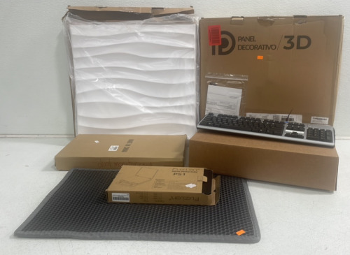 (1) Fuzion Digital Postal Scale (2) 3D Plastic Pannels (1) Dual Monitor Stand And More!