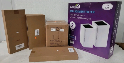 (2) Pack Of Replacement Filters For Air Purifier, (1) 800 Gal Filter Pump, (2) Allergen Remover Filters And More