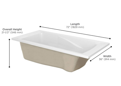 American Standard Evolution 6 Ft. X 36 In. Deep Soaking Tub with Reversible Drain, White