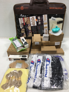 (1) Oasis Auto Black Car Seat Covers (1) Shower Caddy (3) Pair of Childers Champion Shorts & Much More