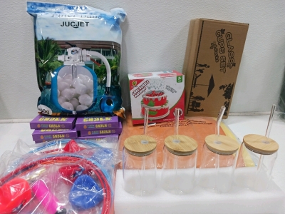(1) Bag of Swiming Pool Filter Balls (2) Pool Floats (6) Boxes of 6 Piece chalk & More