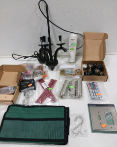 (1) Lighting Fixture (1) Set of Furniture Coasters (2) Boxes of Carter Pins & More