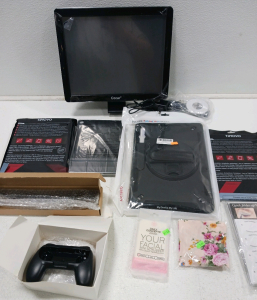 (1) Coca-Cola Touch Screen Monitor with Cables (4) Assorted Electronic cases & Much More