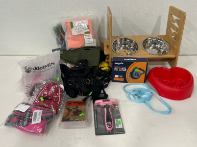 (9) Harnesses For Dogs (3) Food Bowls & More