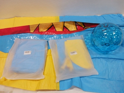 (3) Outdoor Blow Up Slip & Slides Blue Glass Globe & More