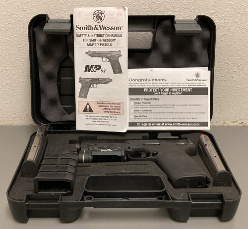 Smith & Wesson M&P 5.7X28 Pistol With Holosun Red Dot And Streamlight TLR-1 HL Tactical Light In Original Box. (3) Magazines Included— PJJ8112