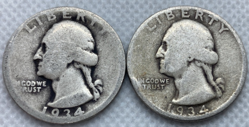 1934 & 1934-D 90% Silver Quarters— Verified Authentic